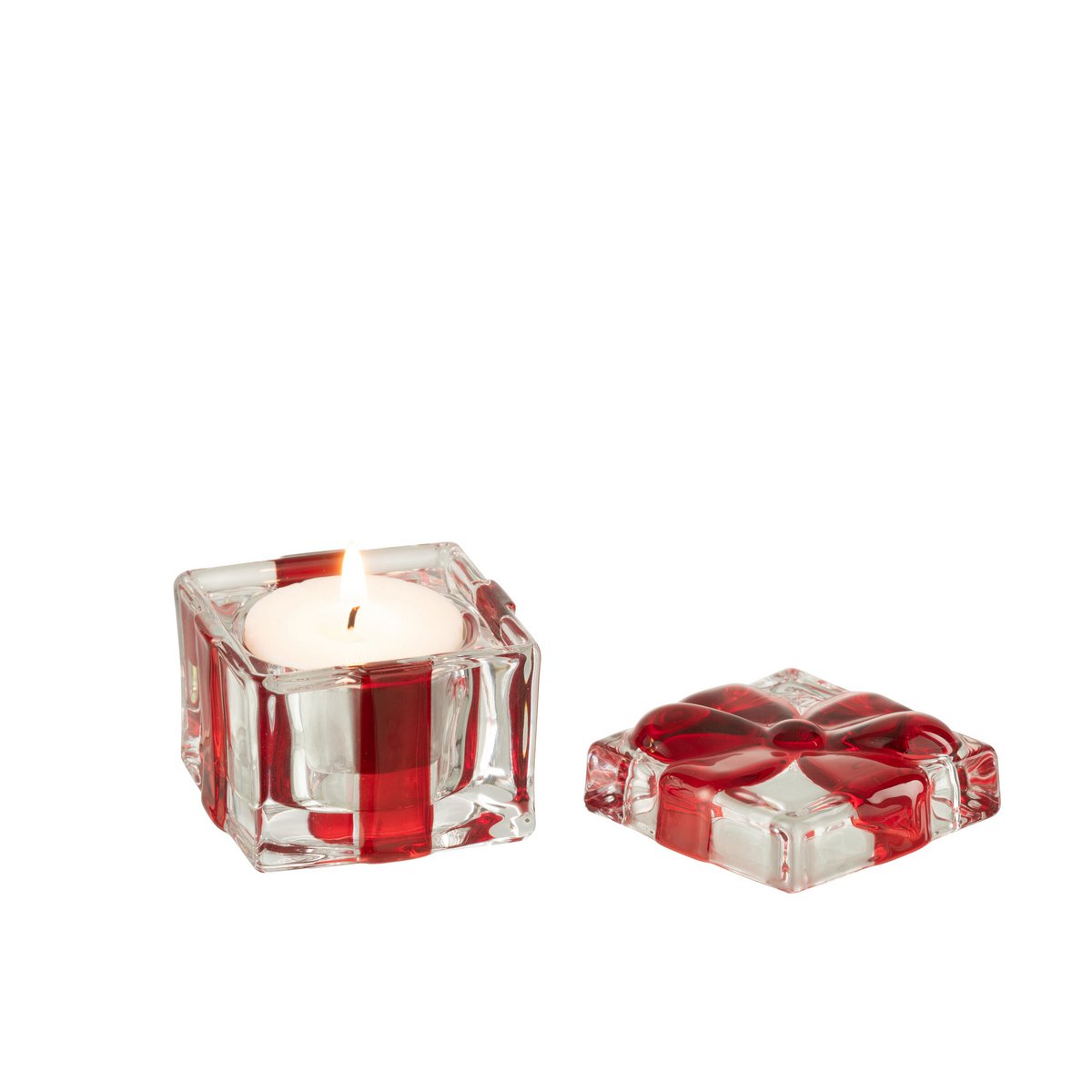 Pot de rangement J-Line en verre rouge - ambiance cuisine