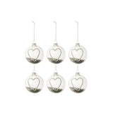 Boule de Noël Coeur Strass Argent - vue détaillée sur le design étoilé