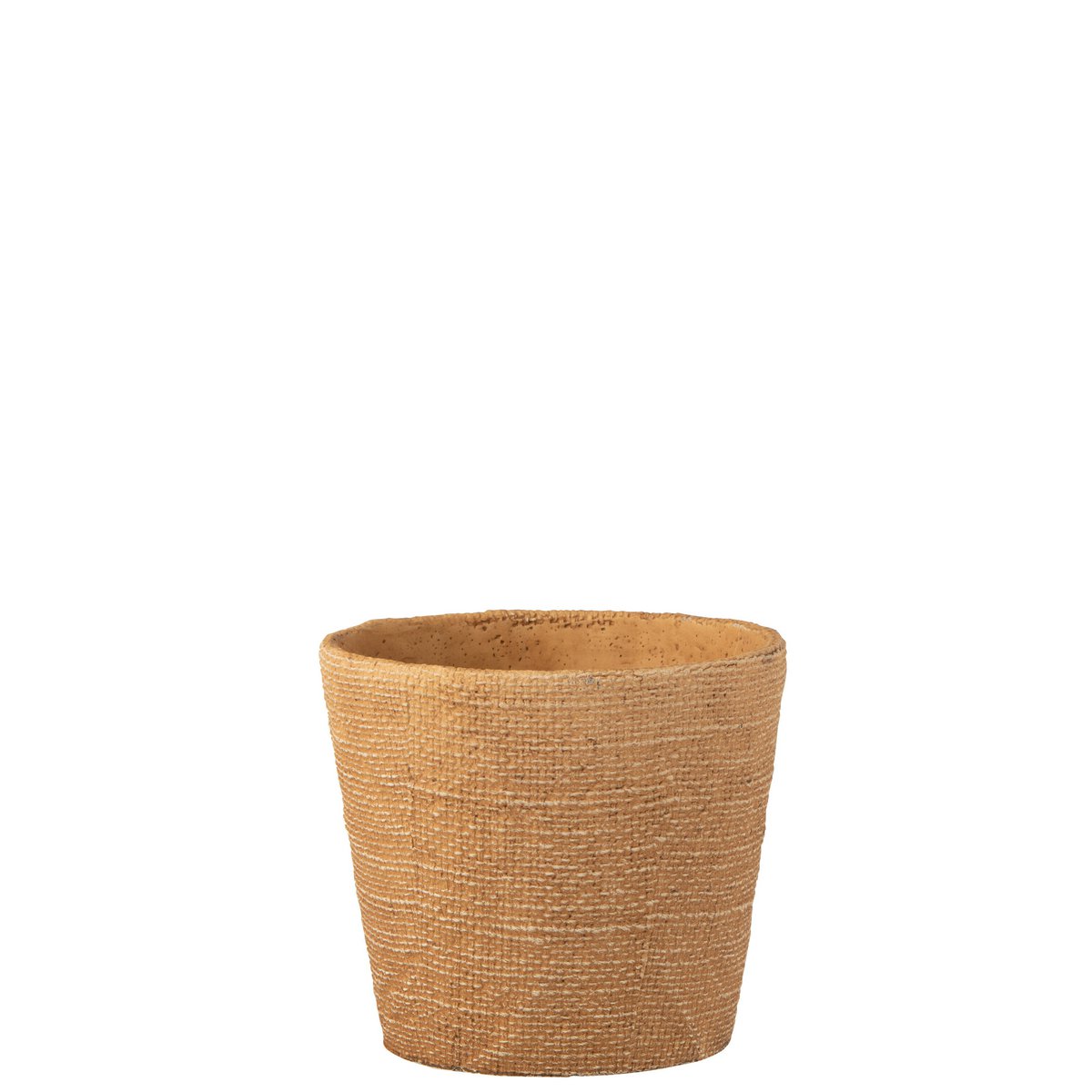 Pot de fleurs J-Line en ciment naturel, design élégant et moderne, diamètre 19 cm.