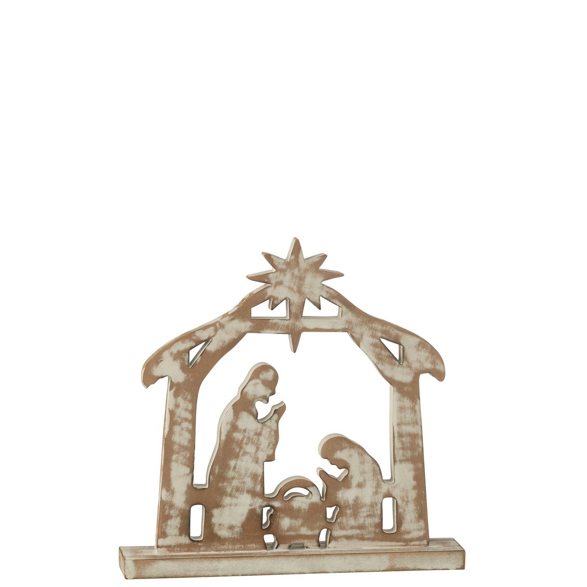 Crèche J-Line en bois de manguier blanc cassé, vue avant