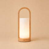 Lampe de table rechargeable en bois marron clair Evie