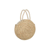 Sac de plage rond J-Line en jonc de mer, couleur blanche, vue de face.