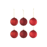 Boule de Noël Ribbed & Checkered J-Line en verre rouge, petit modèle