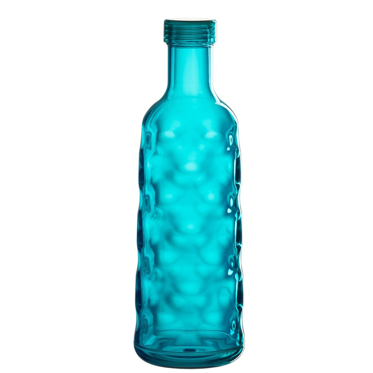 Bouteille J-Line martelée en plastique bleu, vue de face