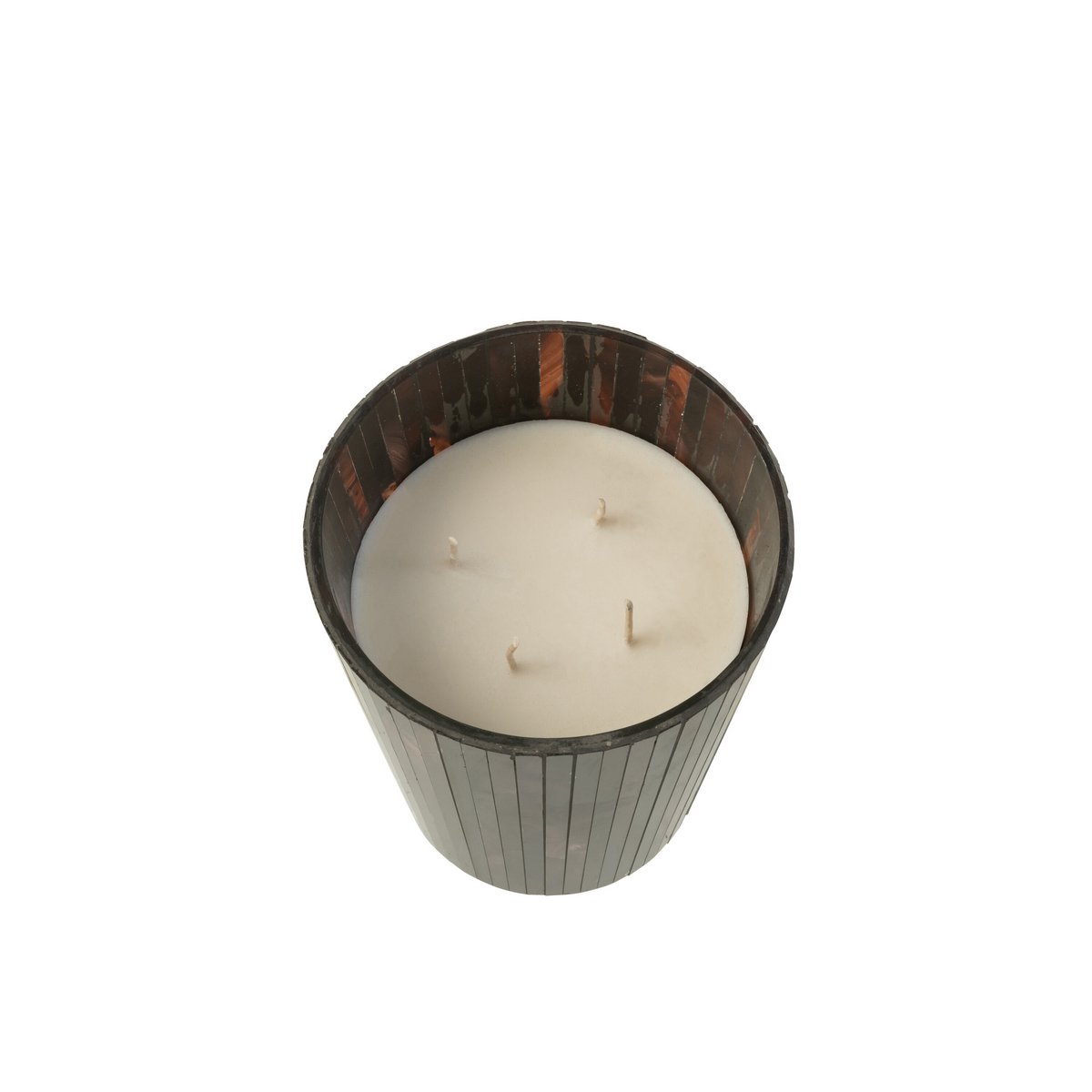 Bougie parfumée J-Line Noa - Woody Aurora en verre marron, vue de face