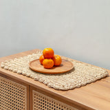 Set de table (Lot de 2, 4 ou 6) 50x30 cm | Set de table rectangulaire Boho KUARA tissé en raphia