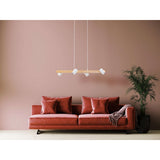 4 pendentif "Frida" blanc, lampe suspendue, métal, blanc, gu10, pendant lampe pour salle à manger, salon, couloir ou bureau, 80 cm de long