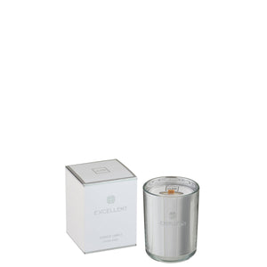 Bougie parfumée J-Line Excellent en verre argenté avec parfum Cotton Candy