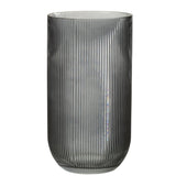 Vase J-Line Rayé en verre noir, vue de face avec détails rayés