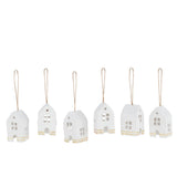 Pendentif de Noël J-Line en coton mâché blanc et or, élégant et raffiné