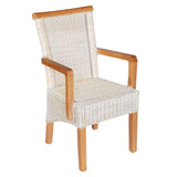 Chaise de salle à manger Ensemble avec accoudoirs 4 morceaux de chaises de rotin chaise blanche Perth fauteuil durable