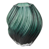 Vase en verre soufflé vert foncé, design élégant et lignes épurées
