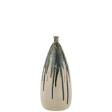 Vase J-Line en céramique naturelle et verte, vue de face