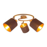 Suspension 3 lampes en métal et tissu marron Maron