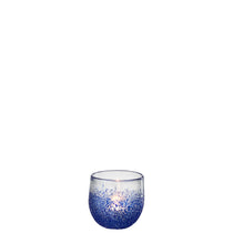 Bougeoir J-Line en verre bleu, vue de face