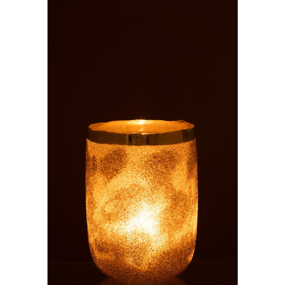 Photophore J-Line Frosty, détail du verre argenté