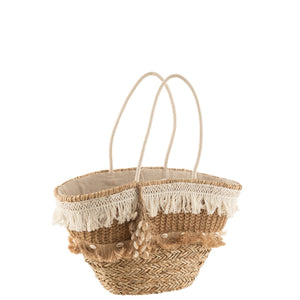 J-Line sac de plage Reed Tassels - jute - naturel/écru