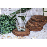 Détails des sous-verres ronds en bois d'olivier