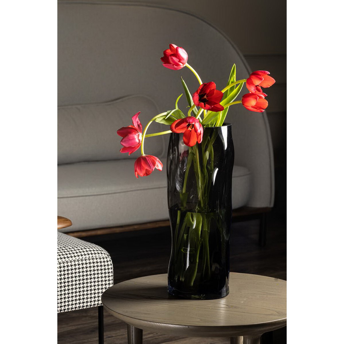 Vase cylindrique ABU40GR en verre épais, forme irrégulière