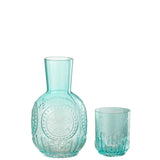 Carafe J-Line Maya turquoise en verre, design moderne.