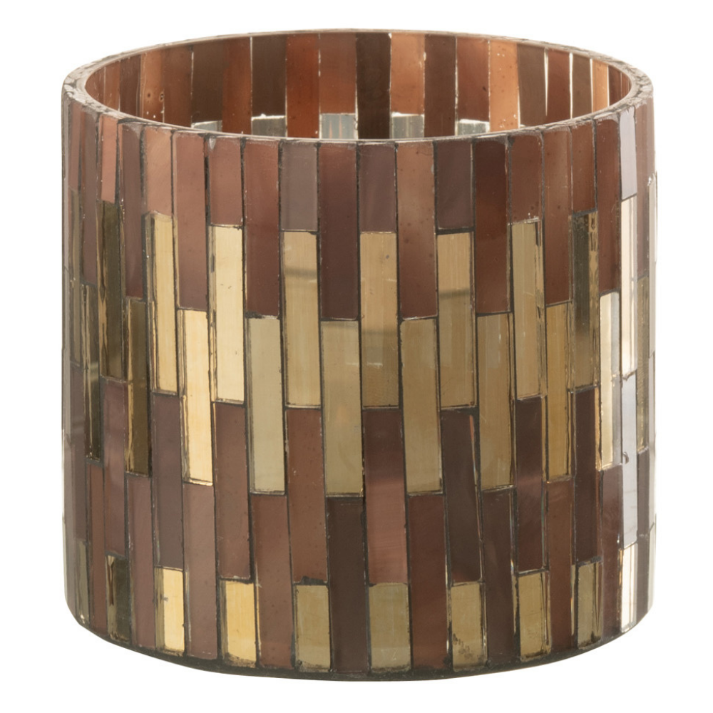 Lanterne J-Line Chic en verre marron et or, vue de face