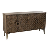 Buffet J-Line 4 portes en manguier et MDF marron, vue de face