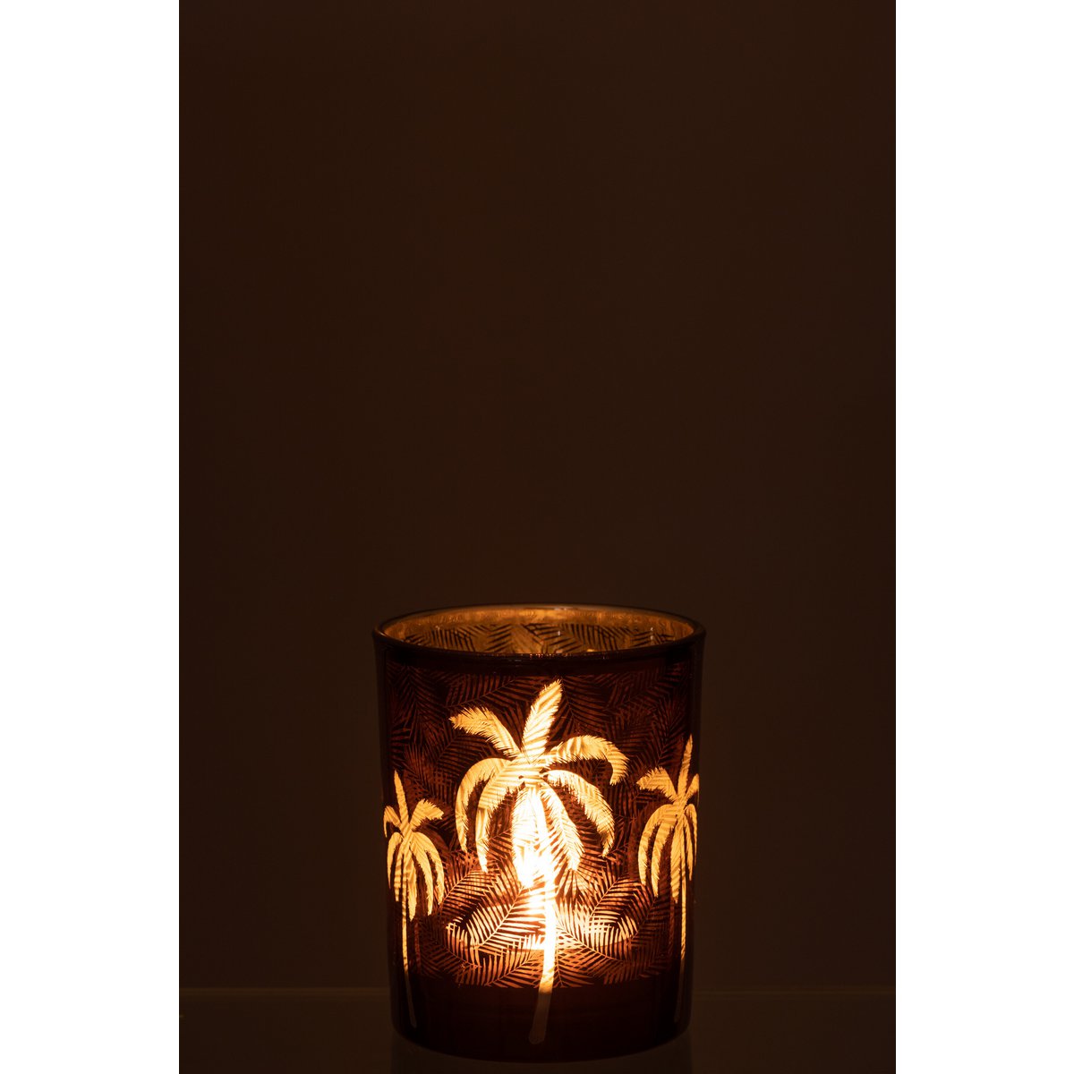 Lanterne J-Line Palmier, vue latérale montrant la texture du verre