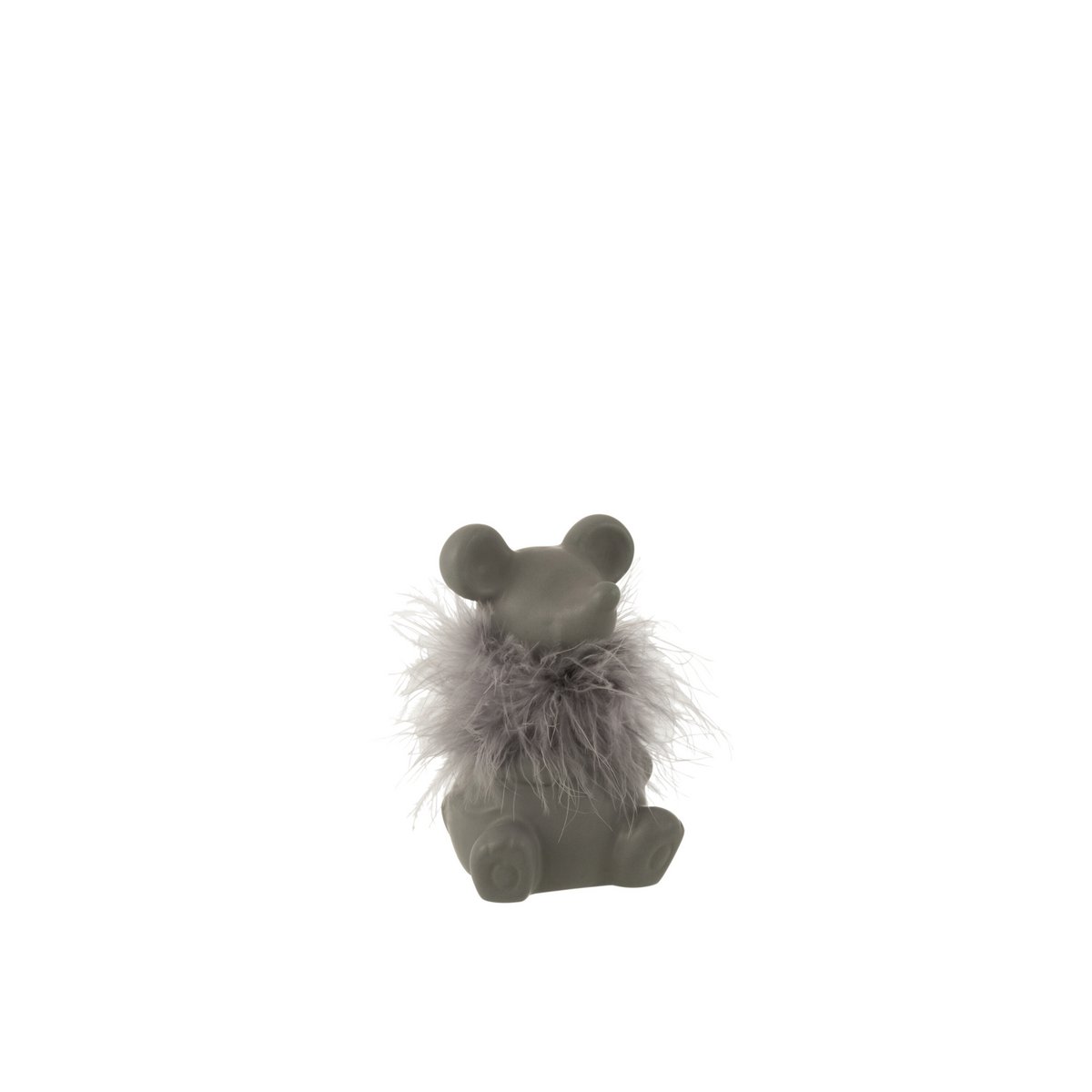 Figurine Souris Céramique Grise J-Line, profil élégant et moderne
