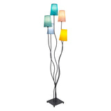 Lampe debout "Colora", lampadaire avec parapluies textiles colorés, socket 5x E14, pour salle à manger, salon, couloir ou bureau, 163 cm de haut