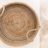Plateau rond tissé à partir de Seagrass PINTU Plateau de service décoratif (2 tailles)