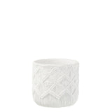 Pot de fleurs J-Line en ciment blanc, vue latérale montrant le diamètre de 20 cm