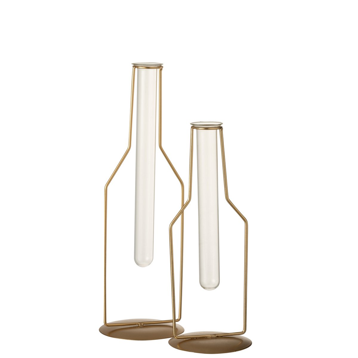 Vase tube doré avec fleurs, ambiance moderne