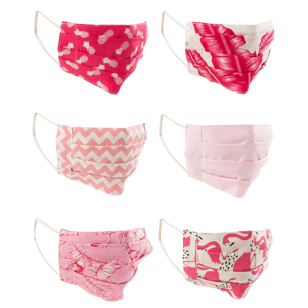 Masque en coton rose J-Line, porté par un modèle