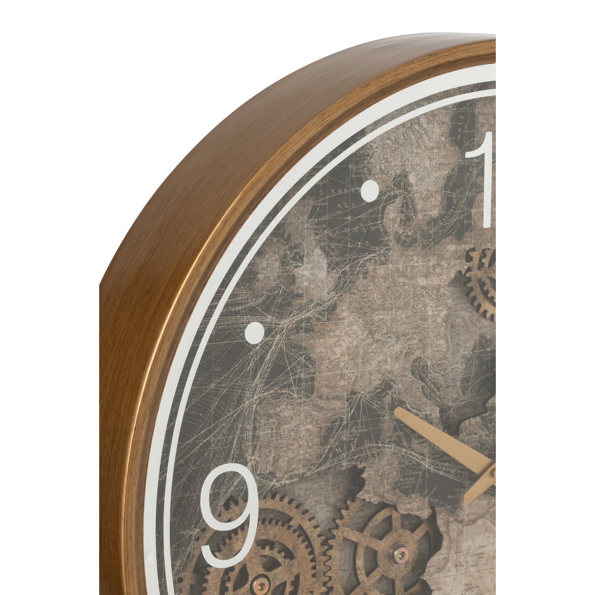Détail de l'horloge J-Line Klok Card, finition dorée et design élégant