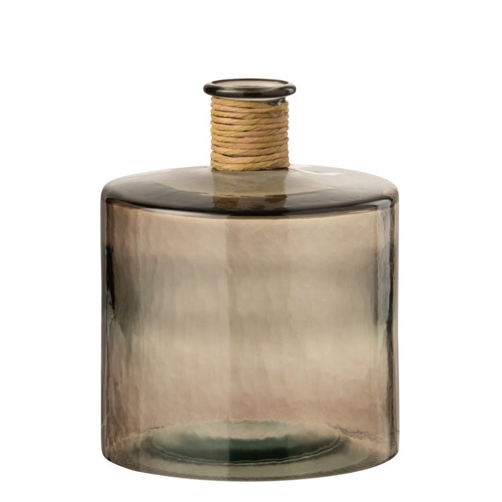 Vase Safari Wide en verre brun clair, vue de face