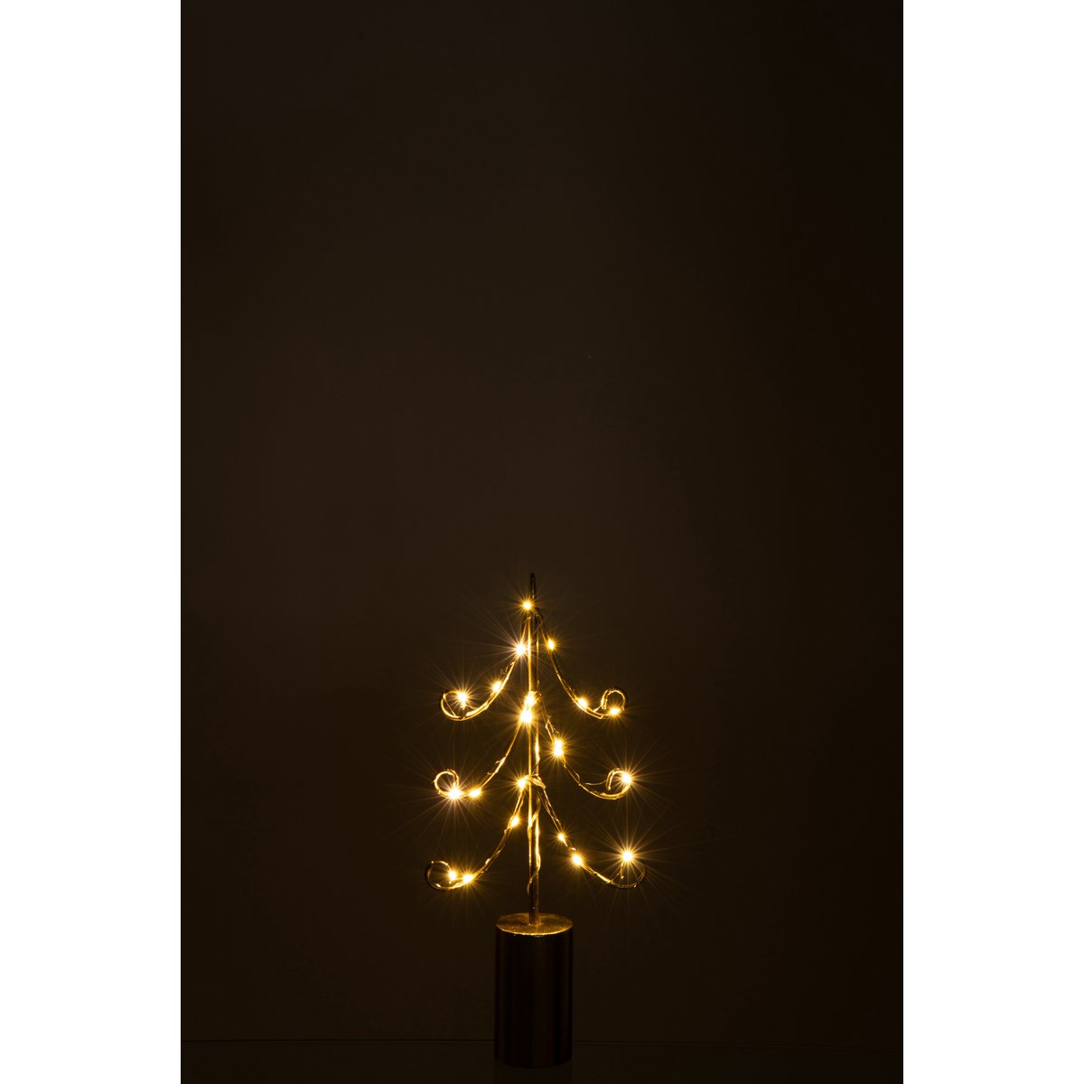 Détail des lumières LED sur l'arbre de Noël J-Line en métal doré