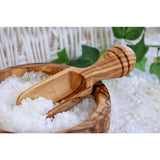 Boîte à sel avec couvercle et pelle à sel, bois d'olivier
