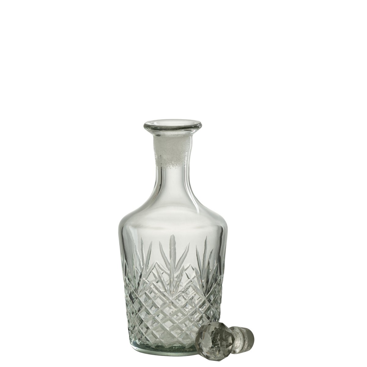 Bouteille Faune J-Line en verre transparent, vue de face