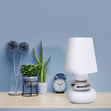 Lampe de table en céramique "Stoney", lampe de table en céramique, blanc, avec version E14, lampe de table pour salle à manger, salon, couloir ou bureau, ou comme lampe de chevet, 31 cm de haut