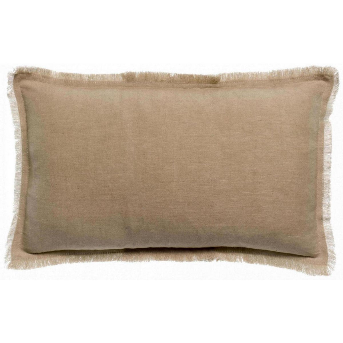 Coussin uni Laly Galet 30 x 50 en lin beige, élégant et confortable