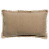 Coussin uni Laly Galet 30 x 50 en lin beige, élégant et confortable