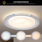 Plafond LED "Claire" Ø 50,5 cm, 7,5 cm de haut, métal et plastique en blanc, LED intégrée, 1600 lm, dimmable, fonction CCT, 3000-5000 K, fonction de lumière nocturne