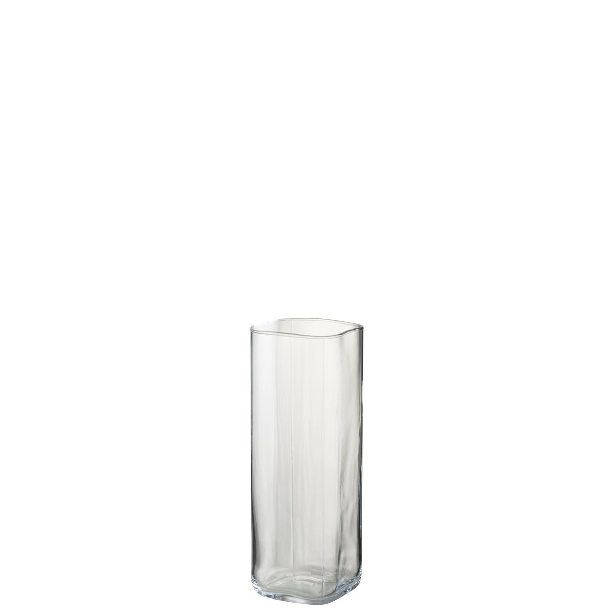 Vase carré droit J-Line en verre transparent, vue de profil
