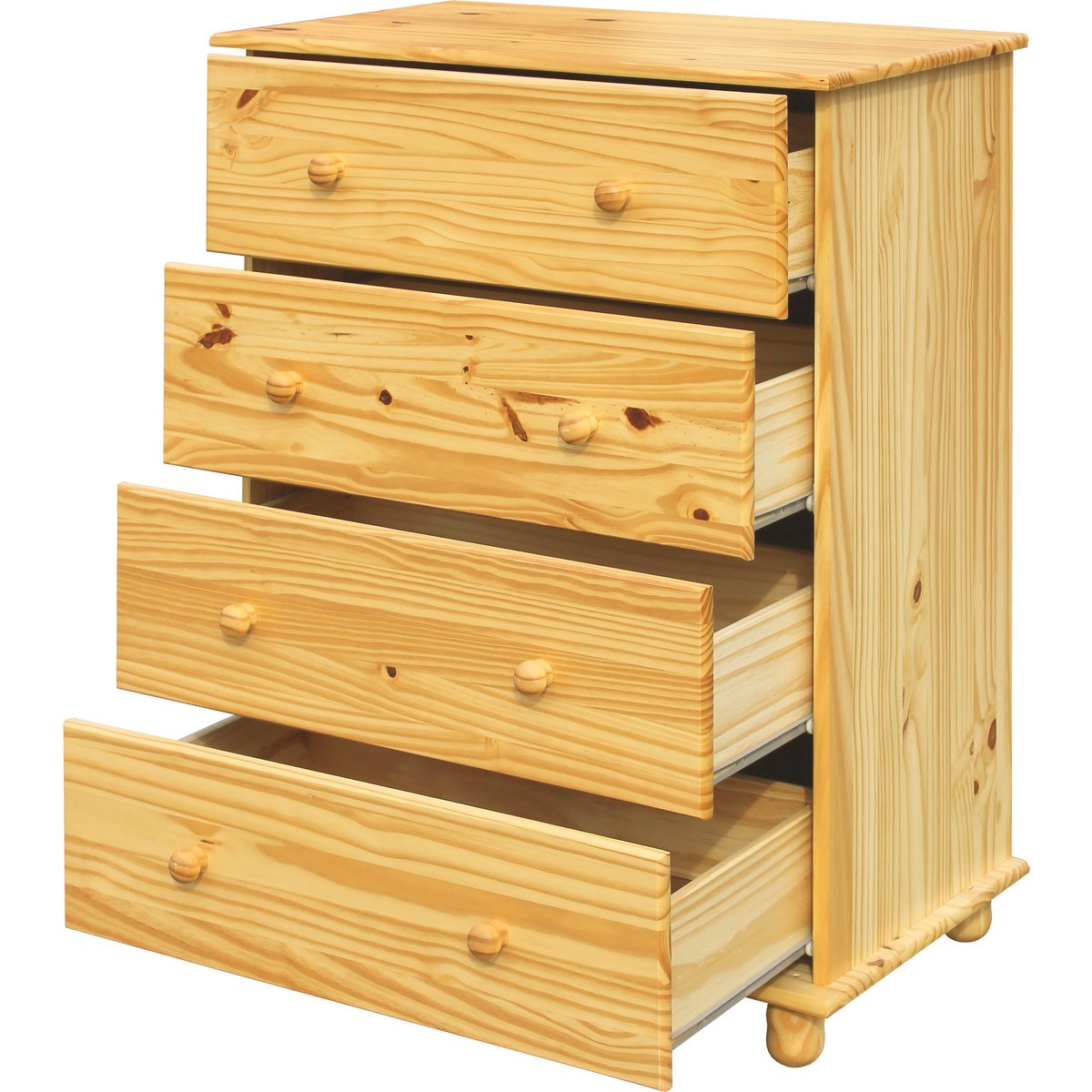 Vue de côté de la commode Moebilia sur pieds solides