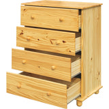 Vue de côté de la commode Moebilia sur pieds solides