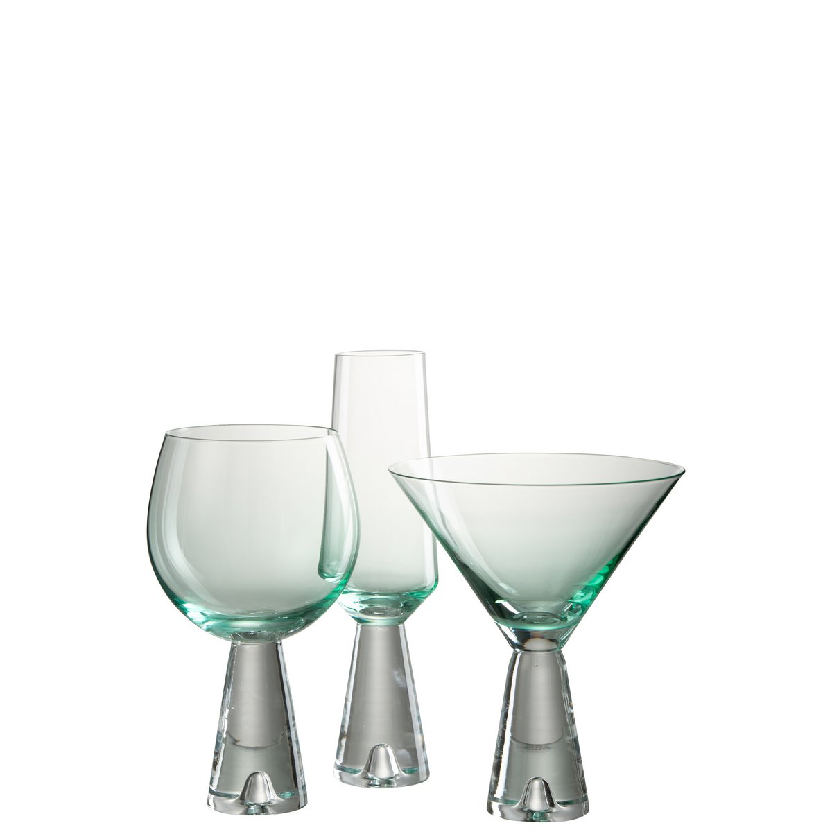 Détail du verre à cocktail J-Line Lewis, mettant en valeur sa couleur azur et son design raffiné.
