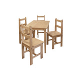 Vue d'ensemble de l'ensemble salle à manger en bois de pin