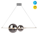 LED PRENDANT LAMP chrome "Nova" fait de verre en métal, en plastique et en fumée en métal et en métal, avec des LED fermement construites, environ. 105 cm de long
