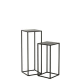 Ensemble de deux tables d'appoint J-Line Square en métal noir