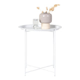 Table d'appoint Bastia en acier blanc avec plateau rond